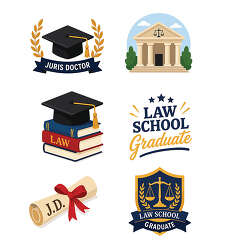 Law School Graduation Badge Icon Set