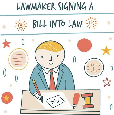 Lawmaker Engaged in Signing a Bill Into Law