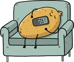 lazy potato resting on sofa illustration