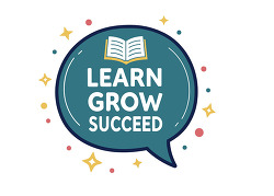 Learn grow succeed speech bubble education quote