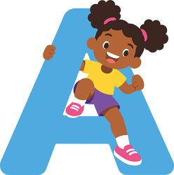 Letter A Girl Running Through Center