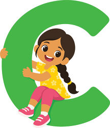 Letter C Girl Sitting Inside