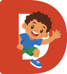 Letter D Boy Waving Through Center