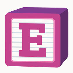 Letter E Magenta Alphabet Block