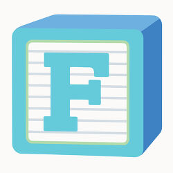 Letter F Aqua Alphabet Block