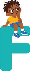 Letter F Boy Sitting On Top