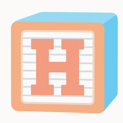 Letter H Peach Alphabet Block