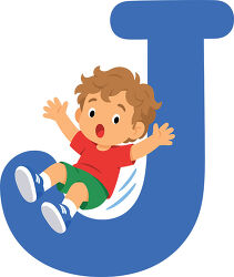 Letter J Boy Sitting In Curve
