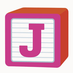 Letter J Magenta Alphabet Block