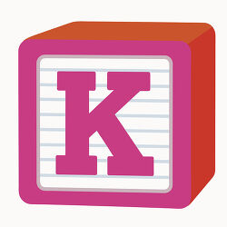 Letter K Magenta Alphabet Block