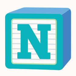 Letter N Teal Alphabet Block