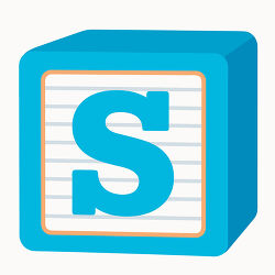 Letter S Cyan Alphabet Block