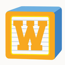 Letter W Gold Alphabet Block