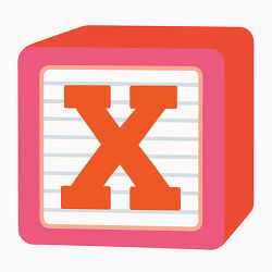 Letter X Orange Alphabet Block