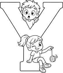 Letter Y Girl With Yo Yo Coloring Page