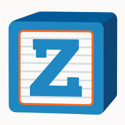Letter Z Blue Alphabet Block