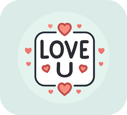 love u with hearts romantic message illustration
