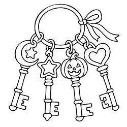 Magic Key Ring With Moon Star Pumpkin And Heart Coloring Page
