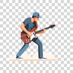 Man Playing Electric Guitar in Flat Vector Style