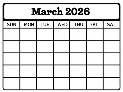 march 2026 blank monthly calendar grid printable