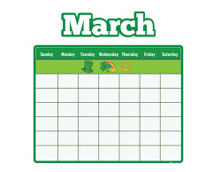 march monthly calendar st patricks theme for kids