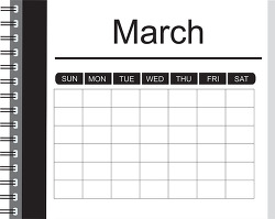 march notebook style outline calendar