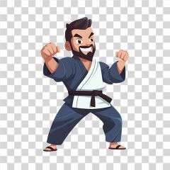 Martial Arts Man Posing for Cartoon Illustration