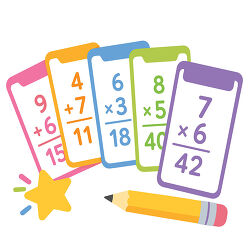 Math Flashcards With Multiplication And Pencil