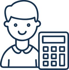 math student with calculator line icon