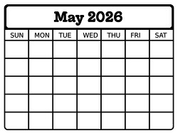 may 2026 blank monthly calendar grid printable