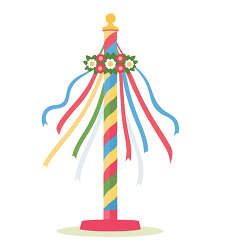 Maypole With Ribbons And Flowers