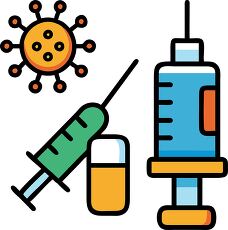 medical icon of virus and syringes