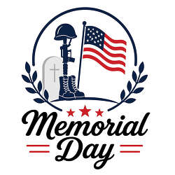 Memorial Day text with soldier helmet