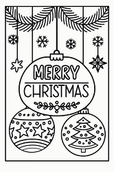 Merry Christmas ornament design coloring page
