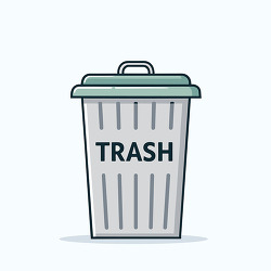 metal trash bin with lid illustration