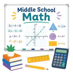 Middle School Math Whiteboard Cartoon Clipart