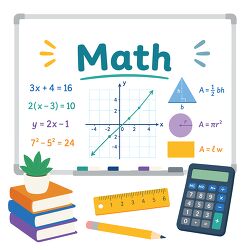 Middle School Math Whiteboard Formulas Cartoon Clipart
