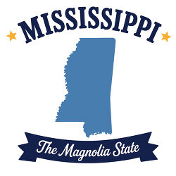 mississippi magnolia state map with banner