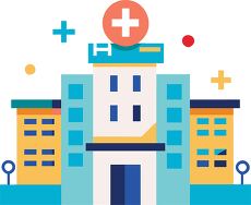 modern hospital icon with red cross