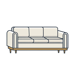 modern white sofa flat vector