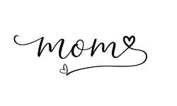 Mom Script Word Art With Heart