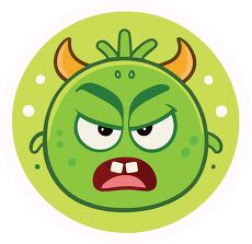 Monster Icon With Green Features and Angry Expression