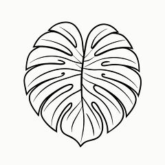 Monstera Leaf Black Outline Printable Artwork Design