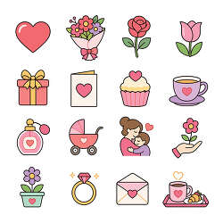 Mothers Day icon set