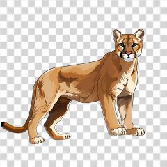 Mountain Lion Cartoon Drawing in Raw Style Art