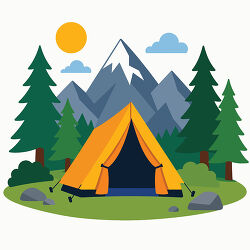 Mountain Tent Camping Scene