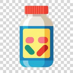 Multi Vitamin Bottle With Colorful Pills Displayed