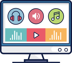 Music streaming interface on computer media player screen