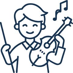 music student with violin line icon