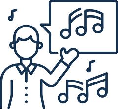 music teacher with musical notes line icon